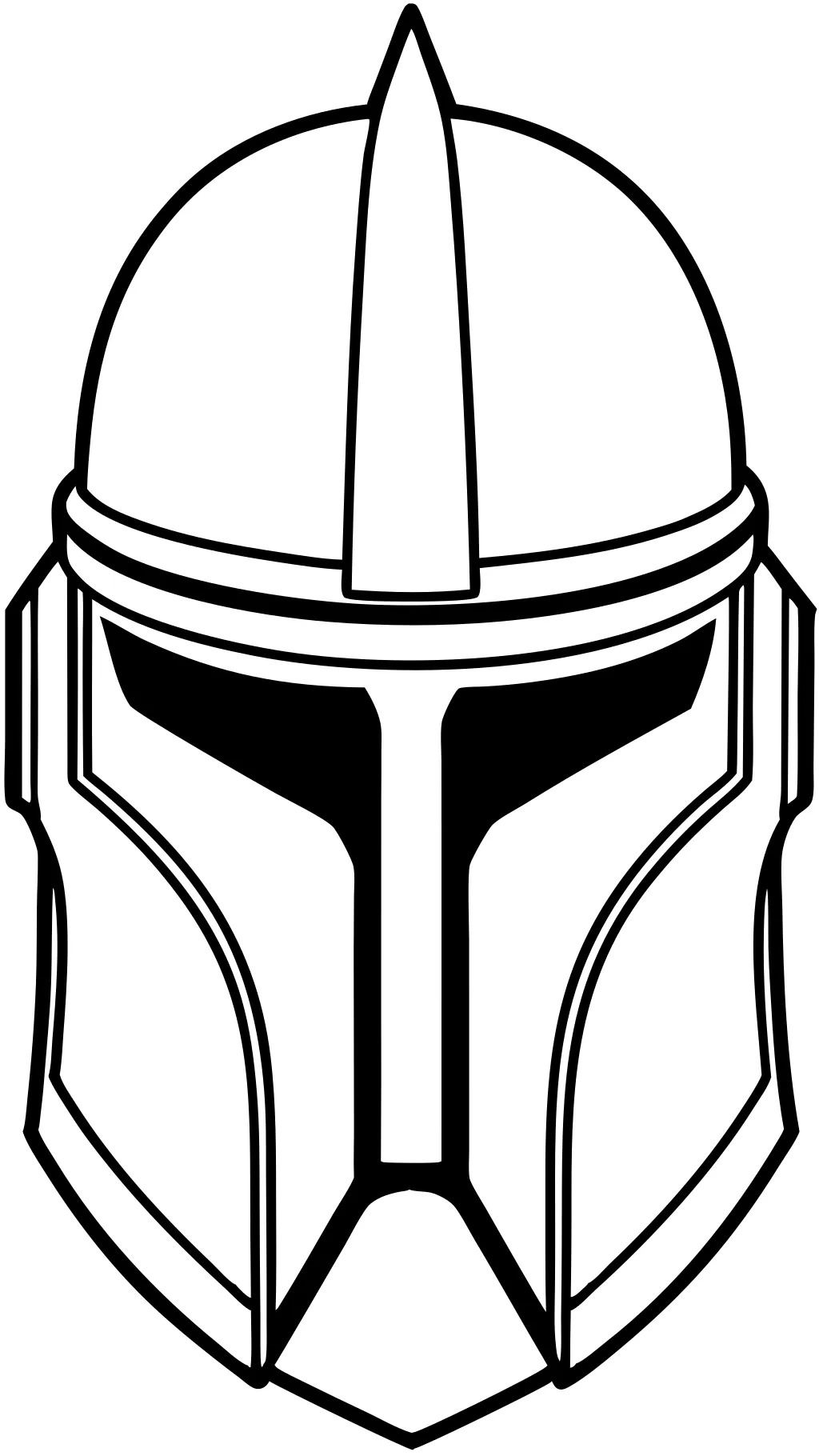 blank coloring page of mandalorian helmet